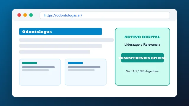 Vista del activo digital estratégico odontologas.ar y transferencia formal